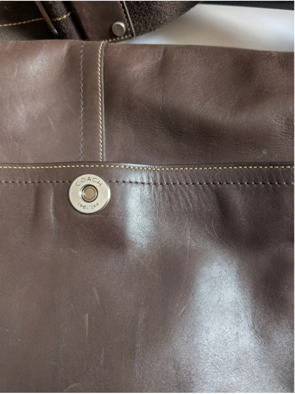 Vintage COACH 05A02 Brown Leather Messenger Bag Crossbody Transatlantic Map Bag